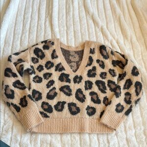 PINK by Victoria’s Secret Y2K Leopard Print V-Neck Sweater